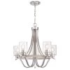 Barnwell 5-Light Antique Ash and Brushed Nickel Chandelier with Clear Seeded Glass Shades by Westinghouse