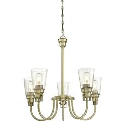 Ashton 5-Light Antique Brass Chandelier with Clear Seeded Glass Shades by Westinghouse