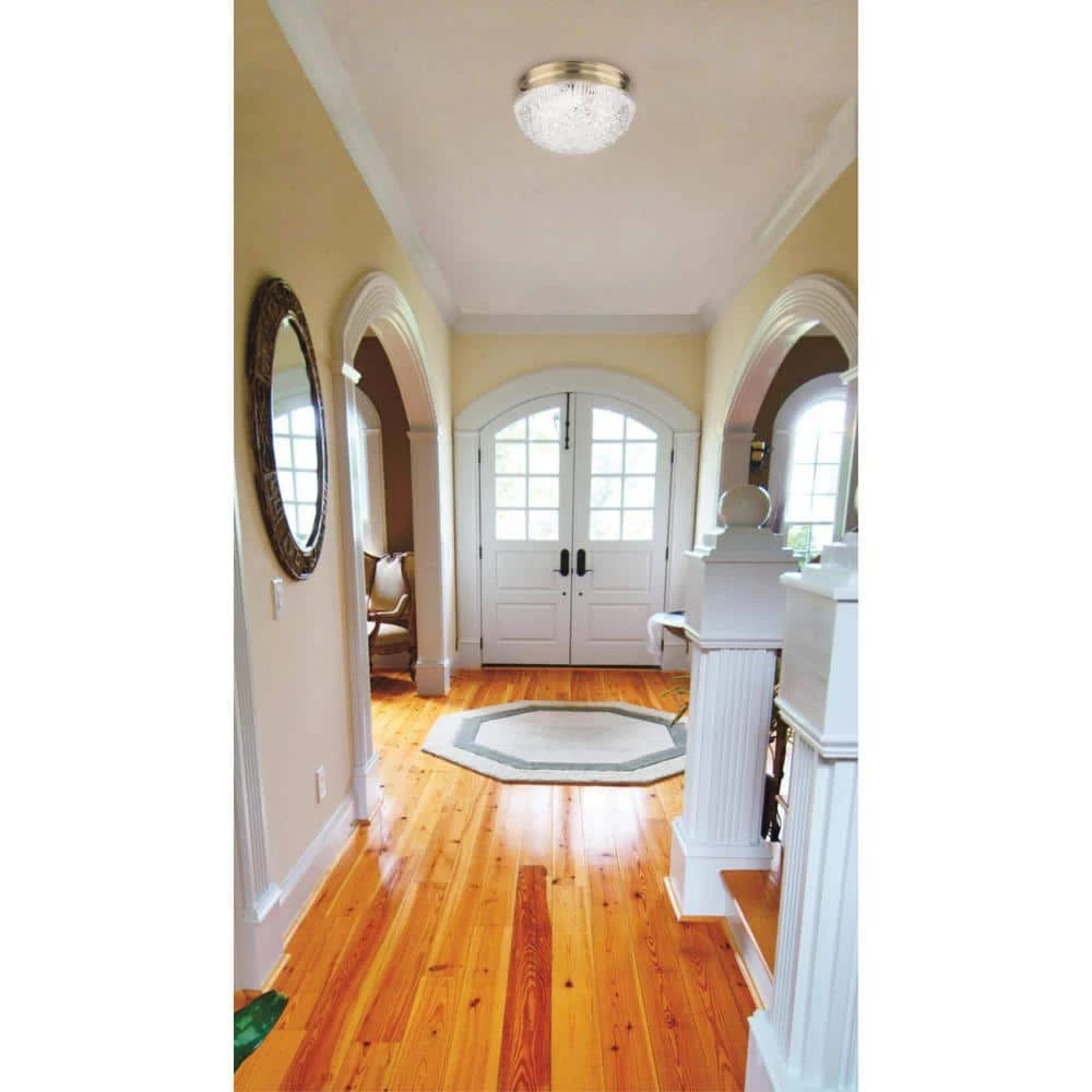 2-Light Ceiling Fixture Antique Brass Interior Flush-Mount with Clear Faceted Glass by Westinghouse 8 2-Light Ceiling Fixture Antique Brass Interior Flush-Mount with Clear Faceted Glass by Westinghouse - Image 8