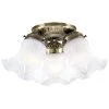 3-Light Ceiling Fixture Antique Brass Interior Flush-Mount with Frosted Ruffled Edge Glass by Westinghouse