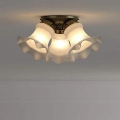 3-Light Ceiling Fixture Antique Brass Interior Flush-Mount with Frosted Ruffled Edge Glass by Westinghouse -Westinghouse Shop antique brass westinghouse flush mount lights 6668600 c3 1000