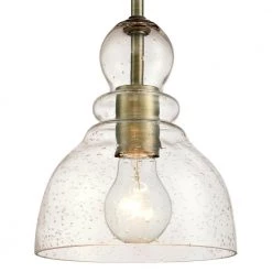 Fiona 1-Light Antique Brass Mini Pendant with Clear Seeded Glass Shade by Westinghouse -Westinghouse Shop antique brass westinghouse pendant lights 6356500 c3 1000