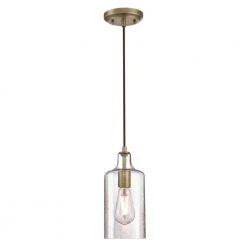 Carmen 1-Light Antique Brass Mini Pendant with Clear Textured Glass Shade by Westinghouse -Westinghouse Shop antique brass westinghouse pendant lights 6371400 4f 1000