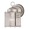 1-Light Antique Silver Steel Exterior Wall Lantern Sconce with Clear Glass Panels by Westinghouse