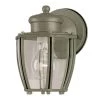 1-Light Antique Silver Steel Exterior Wall Lantern Sconce with Clear Curved Glass Panels by Westinghouse