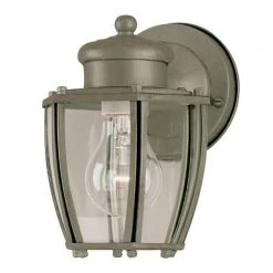 1-Light Antique Silver Steel Exterior Wall Lantern Sconce with Clear Curved Glass Panels by Westinghouse