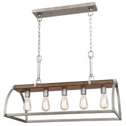 Oak Lane 5-Light Barnwood with Galvanized Steel Chandelier by Westinghouse