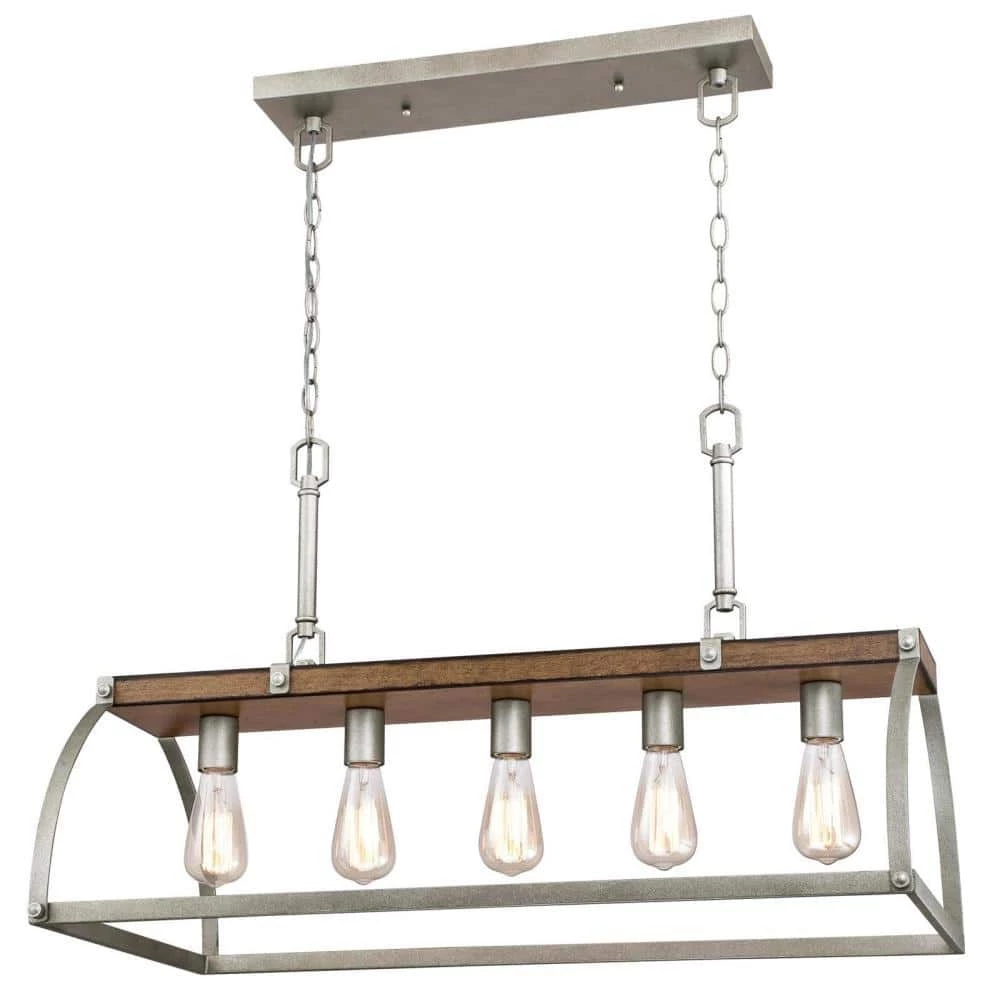 Oak Lane 5-Light Barnwood with Galvanized Steel Chandelier by Westinghouse 1 Oak Lane 5-Light Barnwood with Galvanized Steel Chandelier by Westinghouse