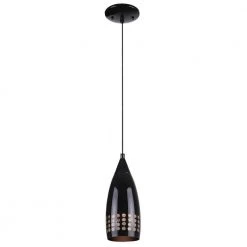 Percy 1-Light Black Mini Pendant with Black Glass Shade by Westinghouse