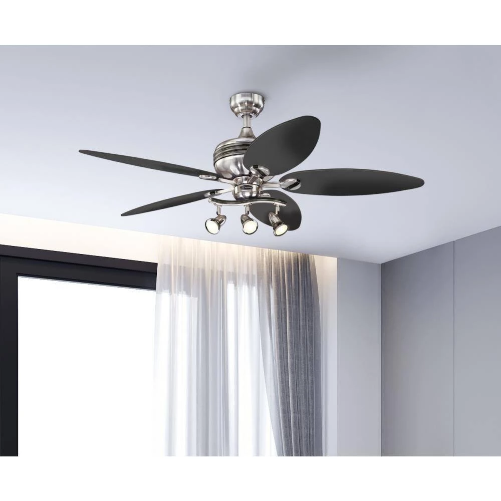Xavier II 52 in. LED Brushed Nickel with Gun Metal Accents Ceiling Fan with Light Kit by Westinghouse 4 Xavier II 52 in. LED Brushed Nickel with Gun Metal Accents Ceiling Fan with Light Kit by Westinghouse - Image 4