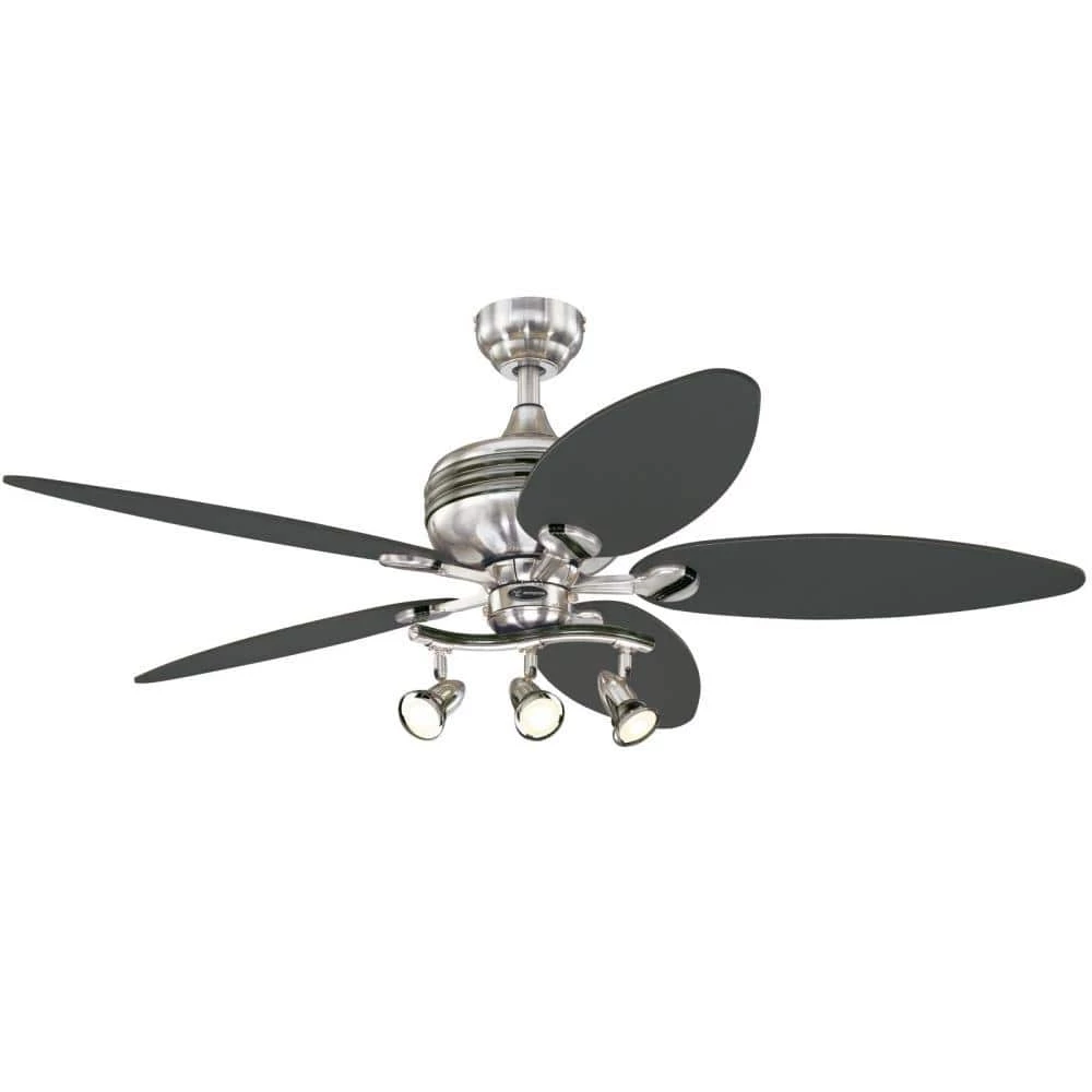 Xavier II 52 in. LED Brushed Nickel with Gun Metal Accents Ceiling Fan with Light Kit by Westinghouse 1 Xavier II 52 in. LED Brushed Nickel with Gun Metal Accents Ceiling Fan with Light Kit by Westinghouse