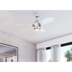 Josef 48 in. LED Brushed Nickel DC Motor Ceiling Fan with Light Fixture and Remote Control by Westinghouse -Westinghouse Shop brushed nickel westinghouse ceiling fans with lights 7225800 31 1000