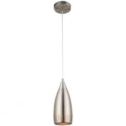 Percy 1-Light Brushed Nickel Mini Pendant with Perforated Metal Shade by Westinghouse