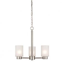 Sylvestre 3-Light Brushed Nickel Chandelier with Frosted Seeded Glass Shades by Westinghouse