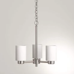 Sylvestre 3-Light Brushed Nickel Chandelier with Frosted Seeded Glass Shades by Westinghouse -Westinghouse Shop brushed nickel westinghouse chandeliers 6227500 a0 1000
