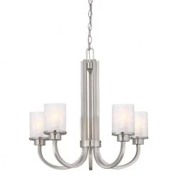Ramsgate 5-Light Brushed Nickel Chandelier with Ice Glass Shades by Westinghouse