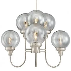 Byron 6-Light Brushed Nickel Chandelier with Smoke Grey Glass Globes by Westinghouse -Westinghouse Shop brushed nickel westinghouse chandeliers 6325300 c3 1000