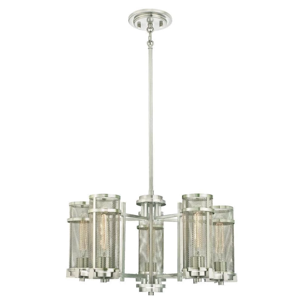 Adler 5-Light Brushed Nickel Chandelier with Mesh Shades by Westinghouse 1 Adler 5-Light Brushed Nickel Chandelier with Mesh Shades by Westinghouse