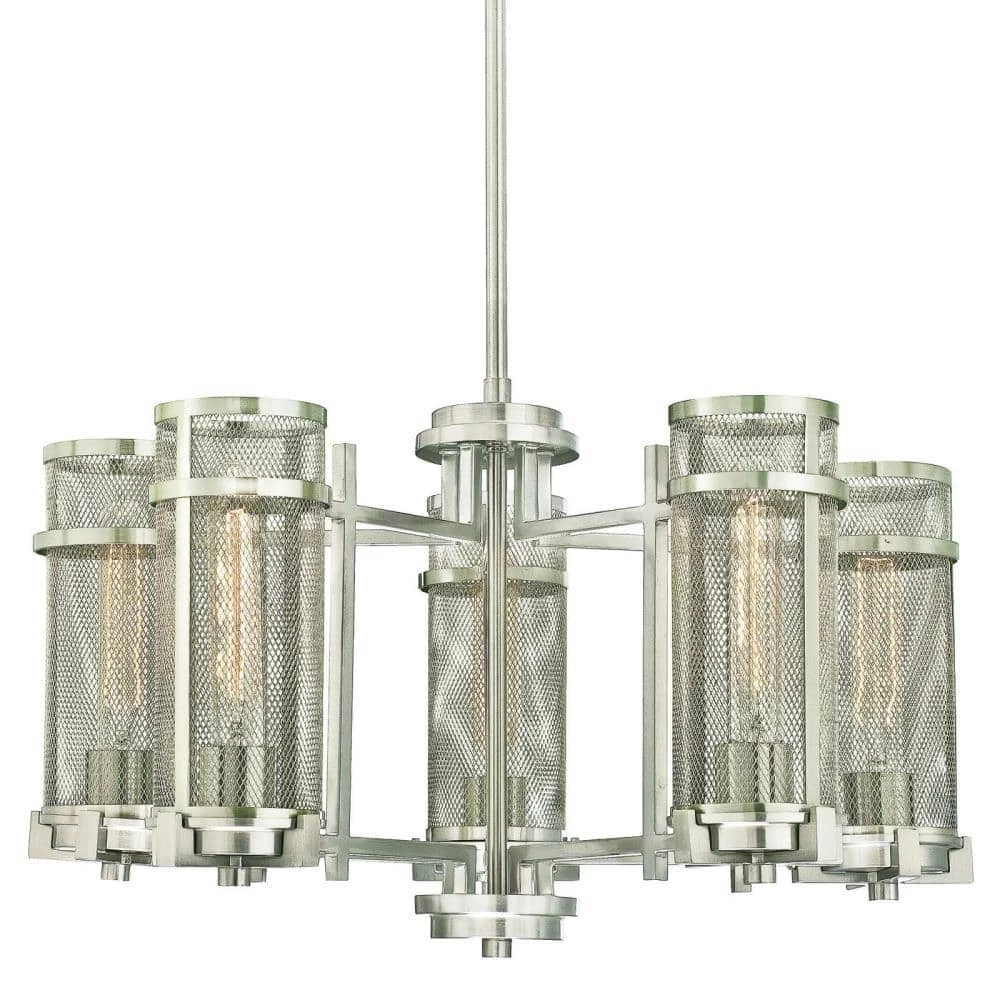 Adler 5-Light Brushed Nickel Chandelier with Mesh Shades by Westinghouse 3 Adler 5-Light Brushed Nickel Chandelier with Mesh Shades by Westinghouse - Image 3