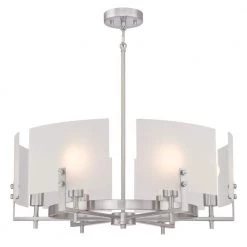 Enzo James 6-Light Brushed Nickel Chandelier with Frosted Glass Shades by Westinghouse