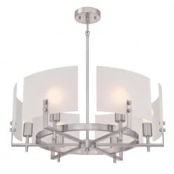 Enzo James 6-Light Brushed Nickel Chandelier with Frosted Glass Shades by Westinghouse -Westinghouse Shop brushed nickel westinghouse chandeliers 6369400 c3 1000
