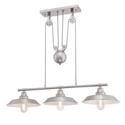 Iron Hill 3- -Light Brushed Nickel Island Pulley Pendant by Westinghouse