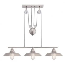 Iron Hill 3- -Light Brushed Nickel Island Pulley Pendant by Westinghouse -Westinghouse Shop brushed nickel westinghouse chandeliers 6369900 c3 1000
