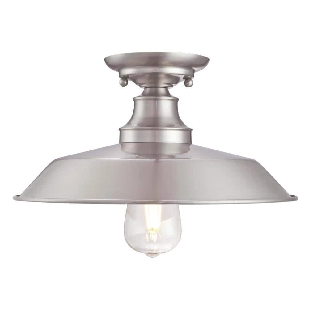 Iron Hill 12 in. 1-Light Brushed Nickel Semi-Flush Mount by Westinghouse 2 Iron Hill 12 in. 1-Light Brushed Nickel Semi-Flush Mount by Westinghouse - Image 2