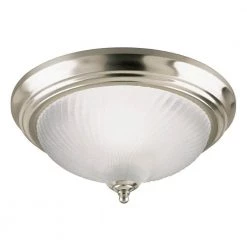 1-Light Brushed Nickel Interior Ceiling Flush Mount with Frosted Swirl Glass by Westinghouse
