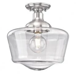 Scholar 11 in. 1-Light Brushed Nickel Semi-Flush Mount by Westinghouse -Westinghouse Shop brushed nickel westinghouse flush mount lights 6573300 1f 1000