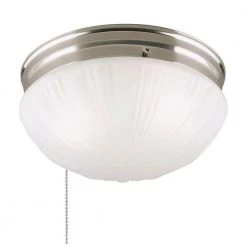 2-Light Brushed Nickel Flush Mount Interior with Pull Chain and Frosted Fluted Glass by Westinghouse