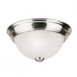 1-Light Ceiling Fixture Brushed Nickel Interior Flush-Mount with Frosted White Alabaster Glass by Westinghouse