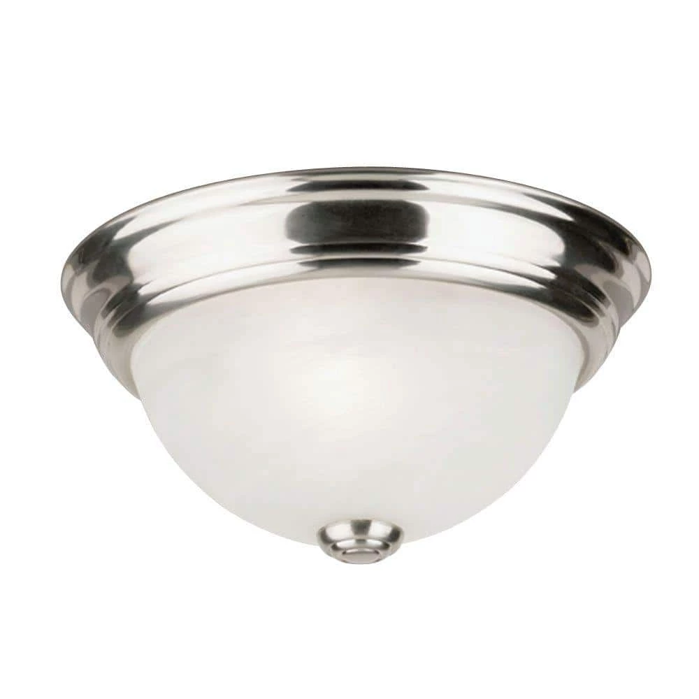 1-Light Ceiling Fixture Brushed Nickel Interior Flush-Mount with Frosted White Alabaster Glass by Westinghouse 1 1-Light Ceiling Fixture Brushed Nickel Interior Flush-Mount with Frosted White Alabaster Glass by Westinghouse