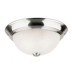 2-Light Brushed Nickel Interior Ceiling Flush Mount with Frosted White Alabaster Glass by Westinghouse