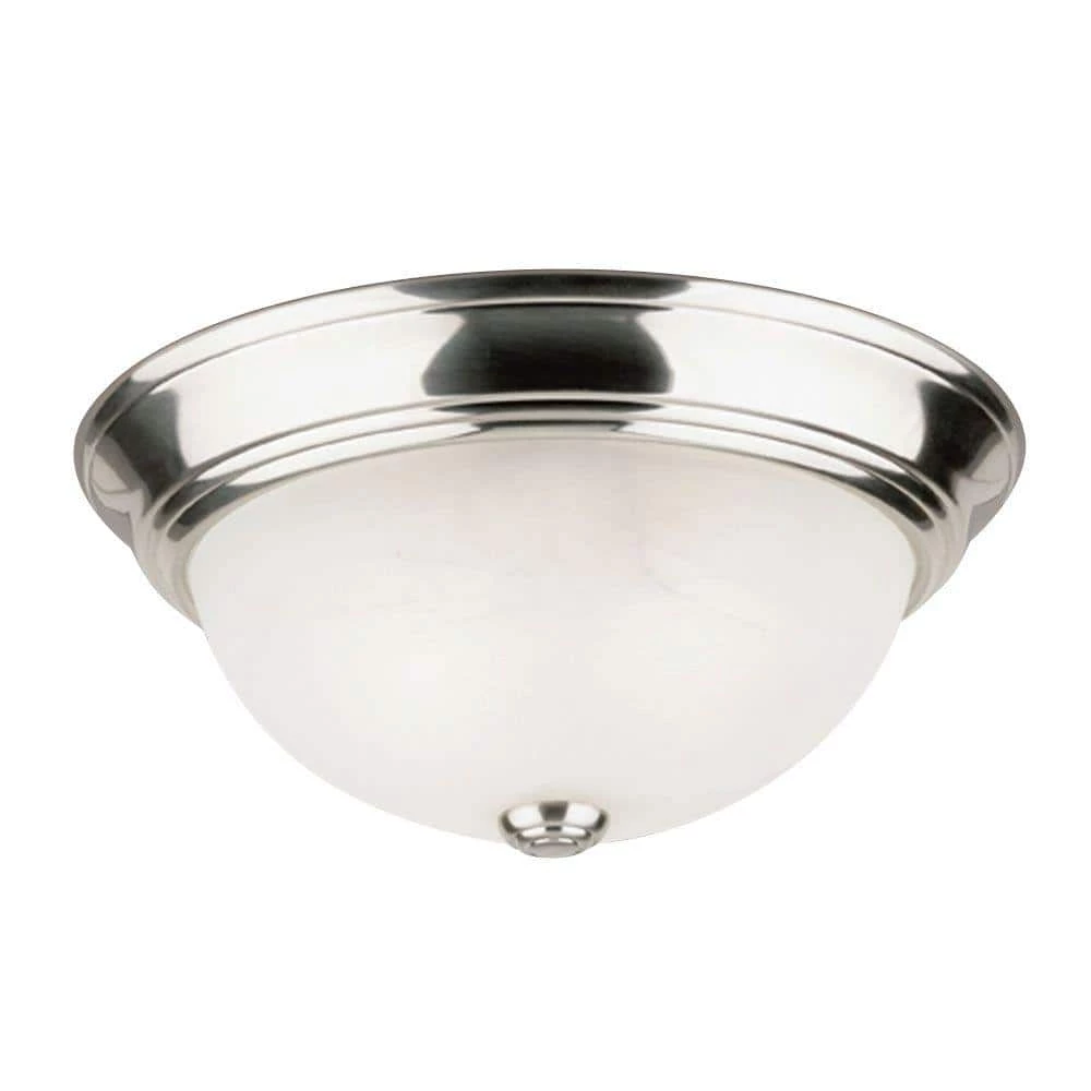 2-Light Brushed Nickel Interior Ceiling Flush Mount with Frosted White Alabaster Glass by Westinghouse 1 2-Light Brushed Nickel Interior Ceiling Flush Mount with Frosted White Alabaster Glass by Westinghouse