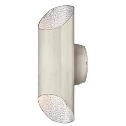Carson 2-Light Brushed Nickel with Hammered Brushed Nickel Interior Outdoor Integrated LED Wall Lantern Sconce by Westinghouse