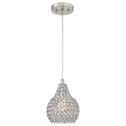 Kelcie 1-Light Brushed Nickel Mini Pendant with Crystal Jewel Shade by Westinghouse