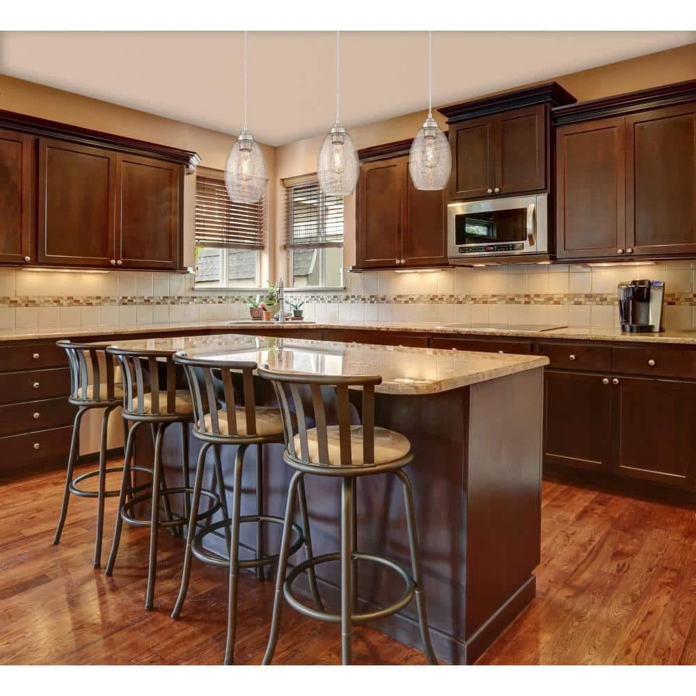 1-Light Brushed Nickel Mini Pendant with Clear Crackle Glass Shade by Westinghouse 2 1-Light Brushed Nickel Mini Pendant with Clear Crackle Glass Shade by Westinghouse - Image 2