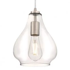 Wes 1-Light Brushed Nickel Mini Pendant with Clear Glass Shade by Westinghouse -Westinghouse Shop brushed nickel westinghouse pendant lights 6106400 c3 1000