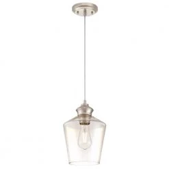 Ramsey 1-Light Brushed Nickel Mini Pendant with Clear Glass Shade by Westinghouse