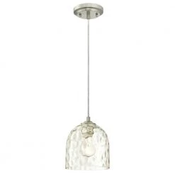 1-Light Brushed Nickel Mini Pendant with Clear Hammered Glass Shade by Westinghouse