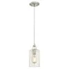 Carmen 1-Light Brushed Nickel Mini Pendant with Clear Textured Glass Shade by Westinghouse