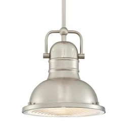 Boswell 1-Light Brushed Nickel Mini Pendant with LED Bulb by Westinghouse -Westinghouse Shop brushed nickel westinghouse pendant lights 6334600 40 1000