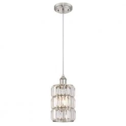 Sophie 1-Light Brushed Nickel Mini Pendant with Crystal Prism Shade by Westinghouse