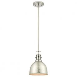 Madras 1-Light Brushed Nickel Mini Pendant with Hammered Shade by Westinghouse