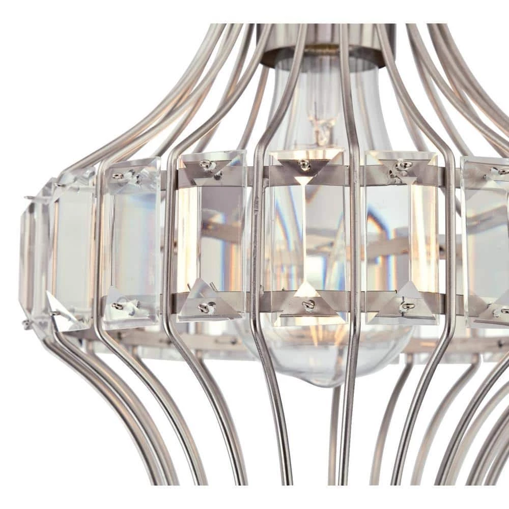 Shannon 1-Light Brushed Nickel Mini Pendant with Crystal Prism Cage Shade by Westinghouse 4 Shannon 1-Light Brushed Nickel Mini Pendant with Crystal Prism Cage Shade by Westinghouse - Image 4