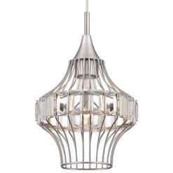Shannon 1-Light Brushed Nickel Mini Pendant with Crystal Prism Cage Shade by Westinghouse 6 Shannon 1-Light Brushed Nickel Mini Pendant with Crystal Prism Cage Shade by Westinghouse -Westinghouse Shop brushed nickel westinghouse pendant lights 6363000 c3 1000