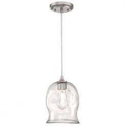 1-Light Brushed Nickel Mini Pendant with Clear Glass Shade by Westinghouse 9 1-Light Brushed Nickel Mini Pendant with Clear Glass Shade by Westinghouse -Westinghouse Shop brushed nickel westinghouse pendant lights 6366100 4f 1000