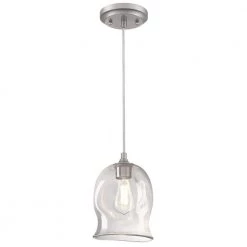 1-Light Brushed Nickel Mini Pendant with Clear Glass Shade by Westinghouse