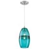 Soren 1-Light Brushed Nickel Mini Pendant with Turquoise Glass Shade by Westinghouse